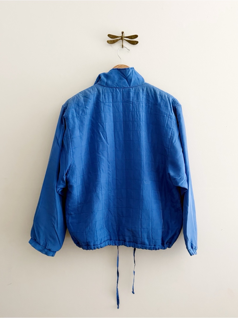 Vintage Silk Blue Quilted Zip-Up Jacket Oversized Small - Picture 5 of 6